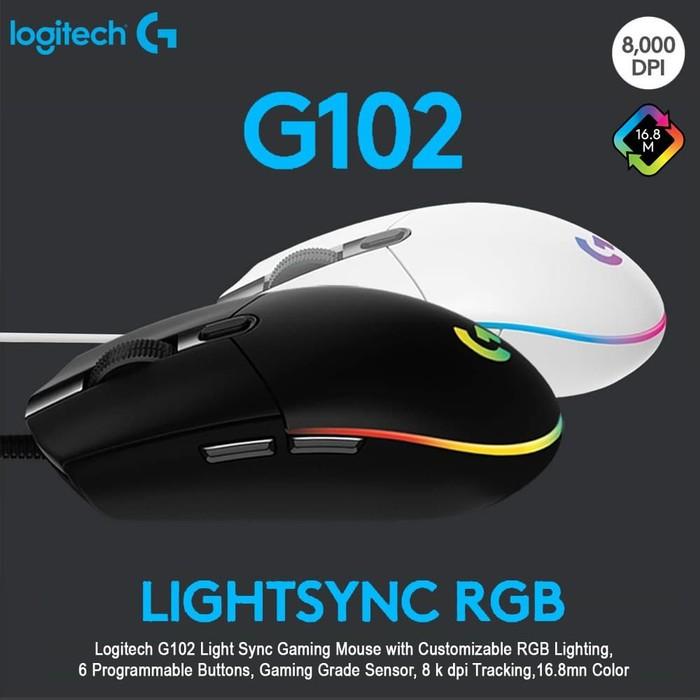 Gambar Logitech G102, G-102, G 102 Prodigy Gaming Mouse - PUTIH LIGHTSYNC dari Aquarius Ofc undefined Tokopedia
