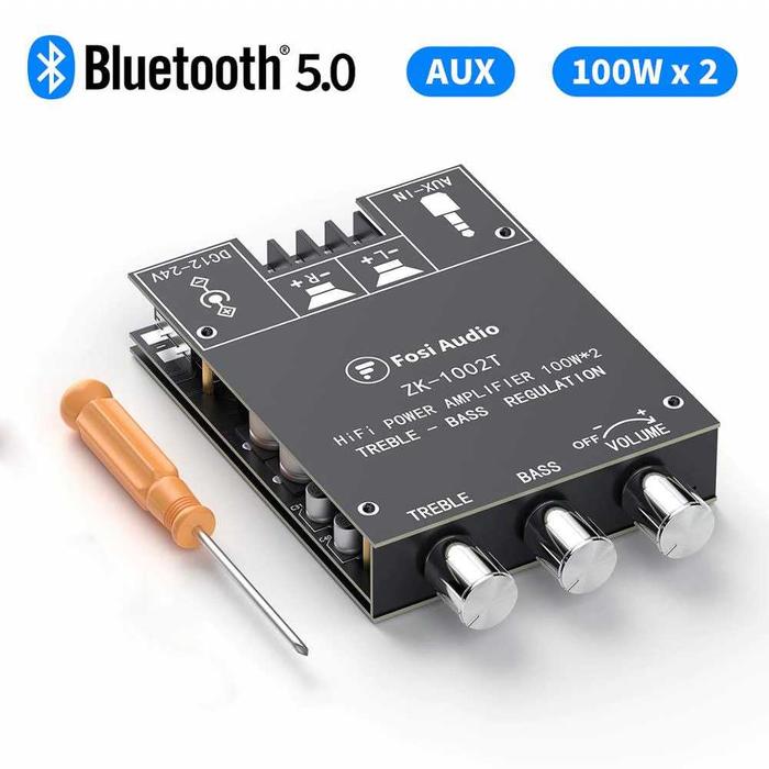 Gambar Fosi Audio ZK1002T Bluetooth 5.0 Amplifier 2.0 Amp 2x100W TPA3116D2 - Hitam dari Kittyshopjkt undefined Tokopedia
