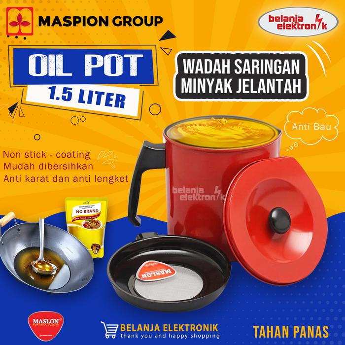 Gambar MASPION OIL POT 1.5 LITER SARINGAN / WADAH TEMPAT MINYAK GORENG BEKAS dari Belanja Elektronik undefined Tokopedia