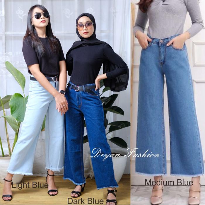 KULOT JEANS WANITA RAWIS - MEDIUM BLUE 