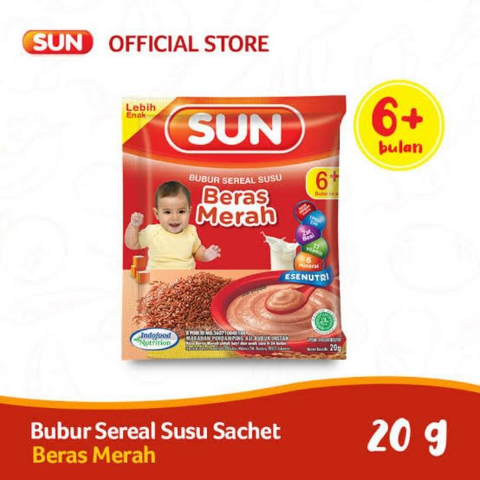 Gambar Sun Bubur Sachet Beras Merah/Kacang Hijau 20g | Kiddy Baby Online - Beras Merah dari Kiddy Baby Online undefined Tokopedia