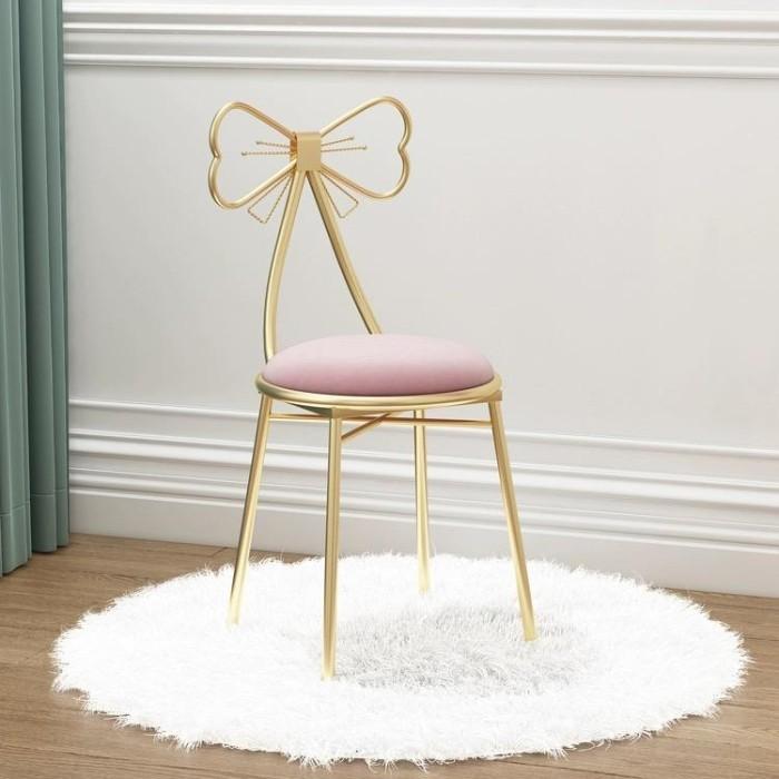 Gambar Luxury Butterfly dressing chair / Ribbon chair / Kursi lipat pita Gold - Pink dari skhome.decor undefined Tokopedia