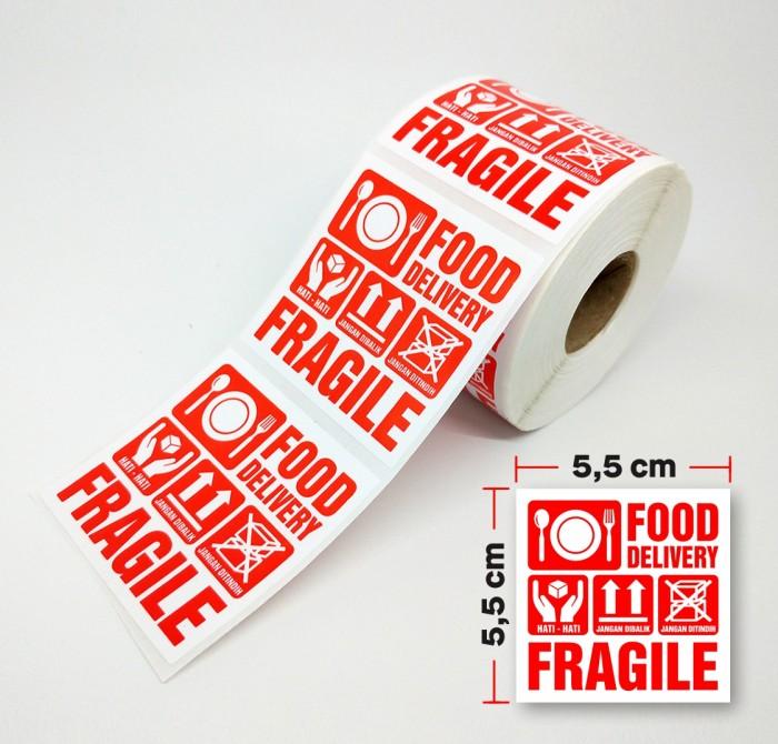 Gambar Stiker Food Delivery Makanan Label Fragile 5,5x5,5 cm (1 roll/500 pcs) - Dasar Putih dari Derrick Charlton Shop undefined Tokopedia