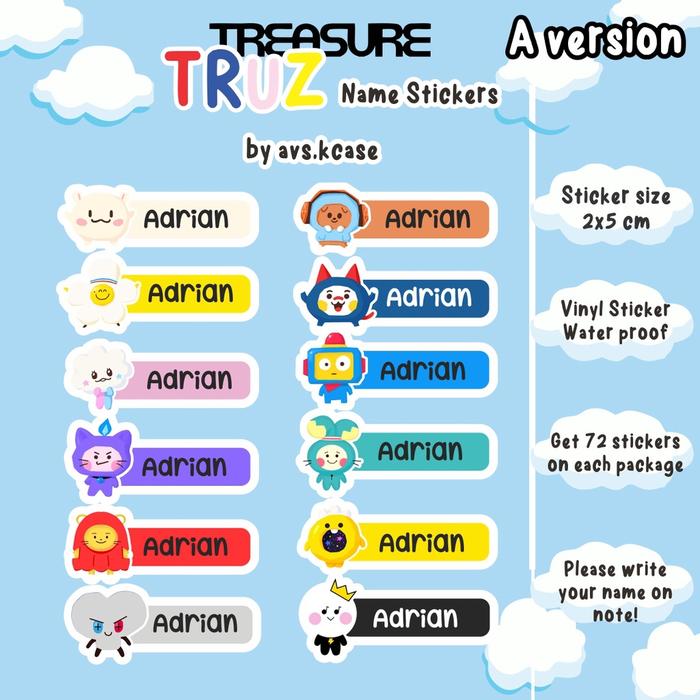 Gambar Truz Treasure Name Stickers - A dari avskcase undefined Tokopedia