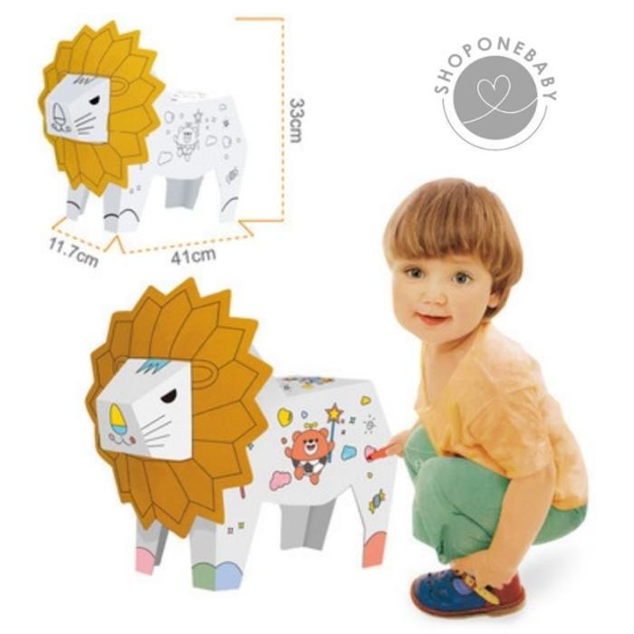 Gambar DIY Doodle 3D Lion Cardboard Colouring Toys Mainan Mewarnai Anak Music - Lion dari shoponebaby undefined Tokopedia