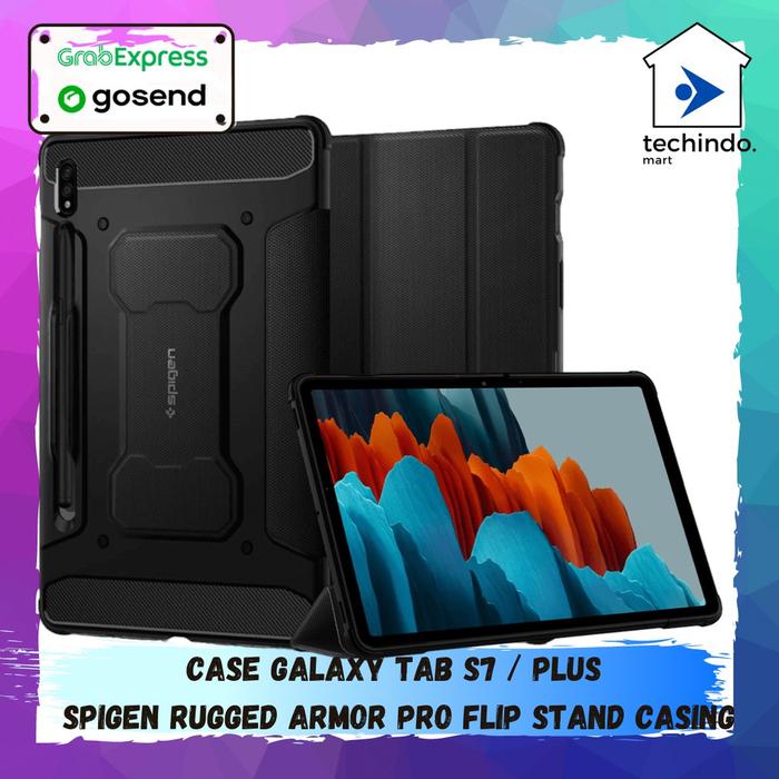Gambar Case Samsung Galaxy Tab S7 / Plus Spigen Rugged Armor Pro Stand Casing - Black, S7 Plus dari techindo-mall undefined Tokopedia