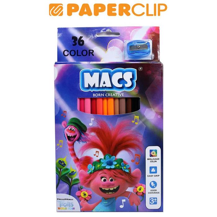 Gambar PENCIL COLOR MACS 30036 36C TROLLS dari Paperclip Indonesia undefined Tokopedia