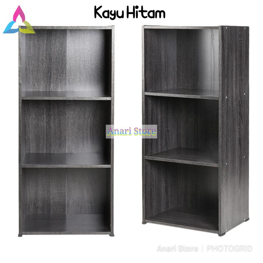 PROMO Lemari Rak Buku Baju Pakaian Kayu 3 Susun Tiga Tingkat Serbaguna