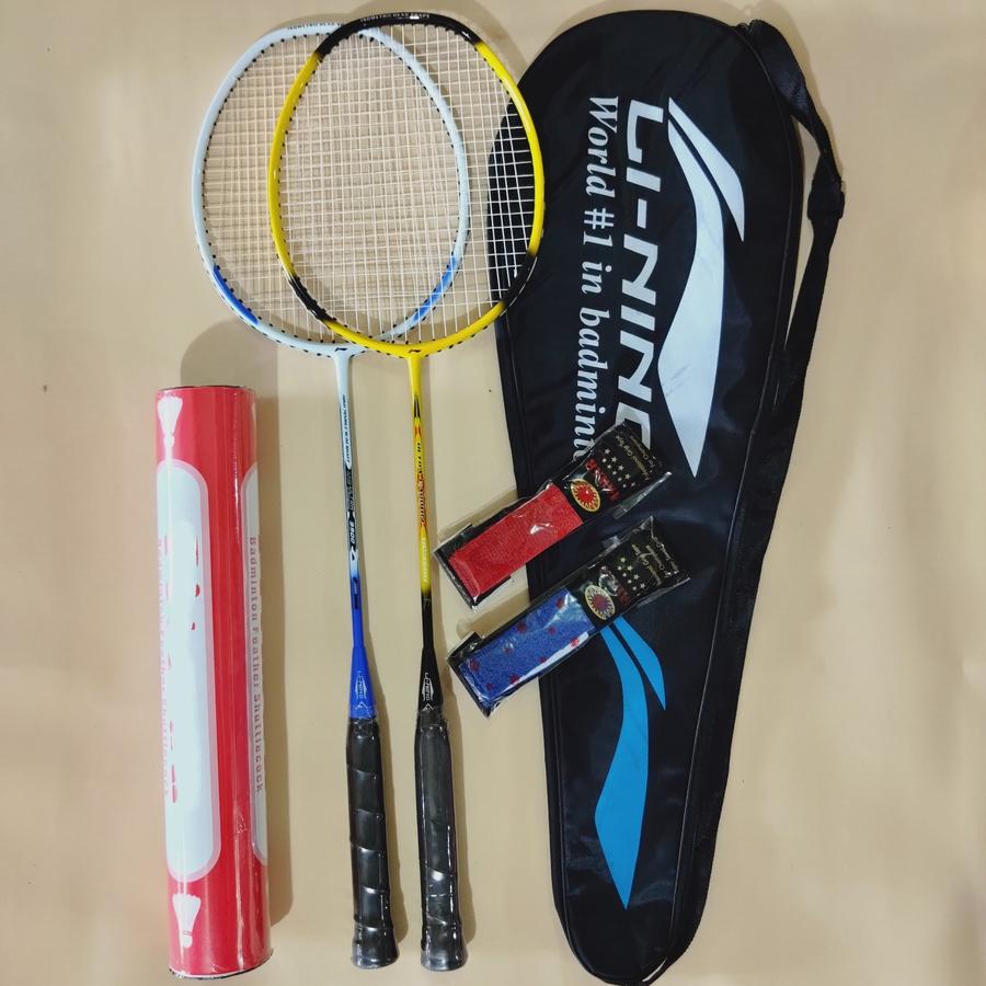 RAKET BADMINTON LINING PAKET KOMPLIT TAS+KOCK