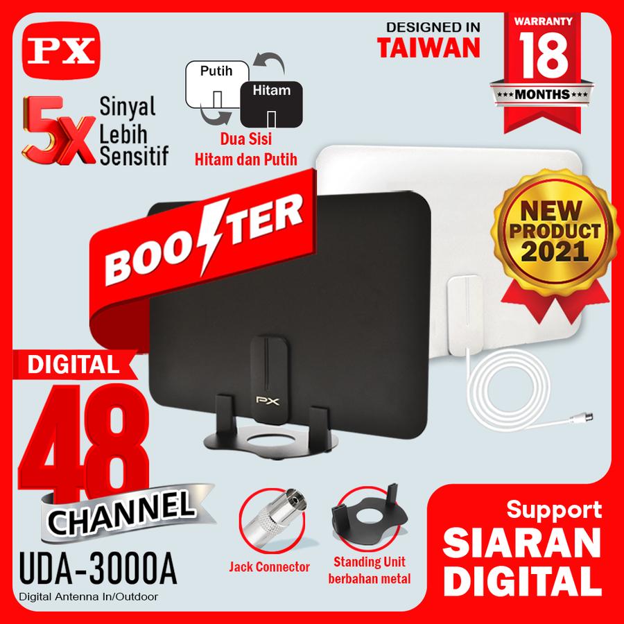 Antena TV Digital Analog Indoor Dinding DVB T2 + Booster PX UDA-3000A