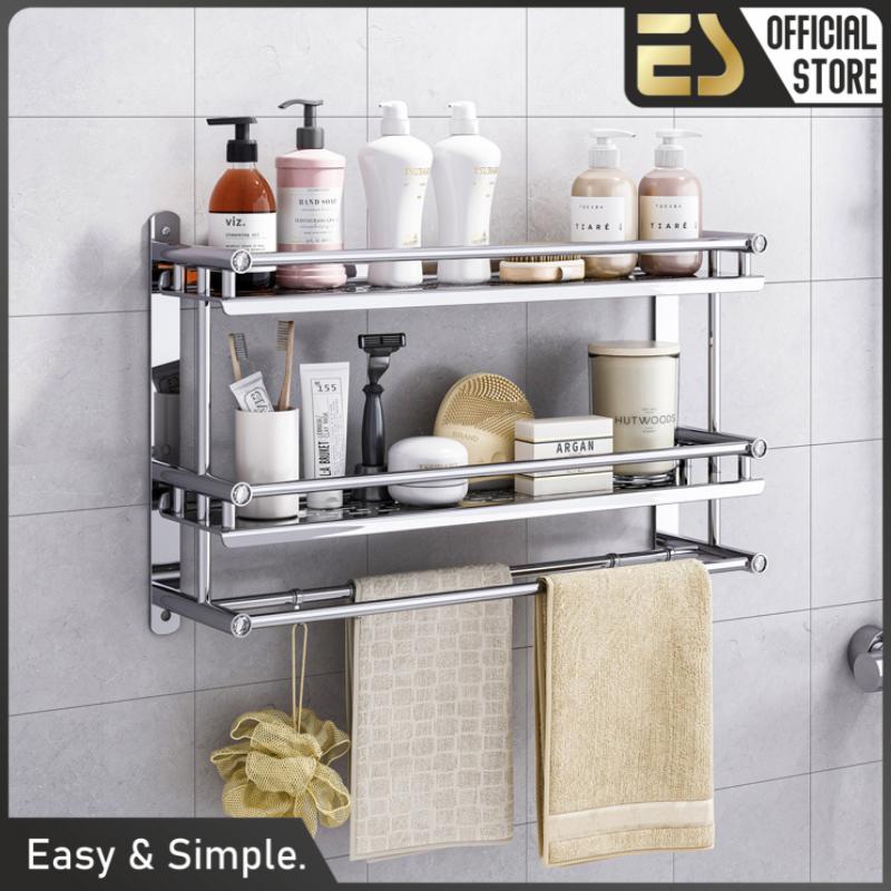 ES Rak kamar mandi rak handuk rak dinding stainless steel Rak Dapur