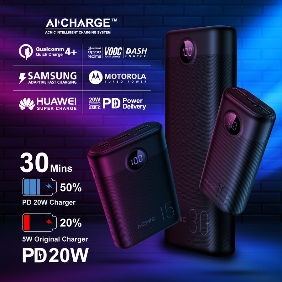 ACMIC DIGIMAX SuperMini Digital AiCharge Power Bank (QC4 + PD + VOOC)