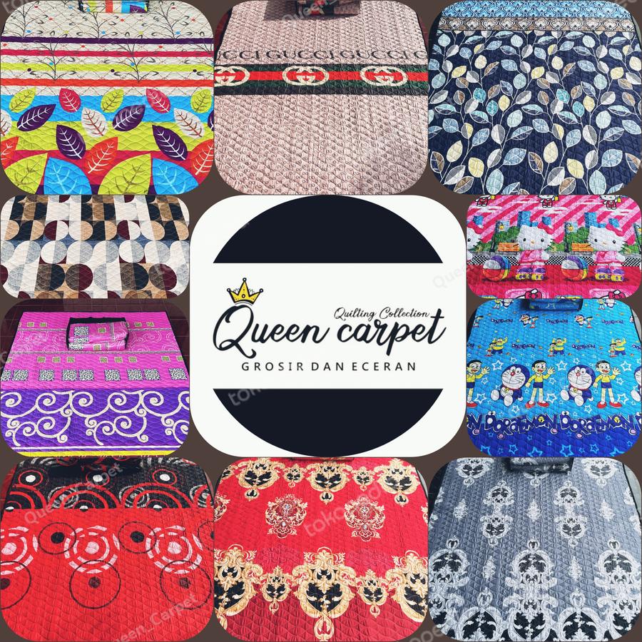 Karpet Lantai Quilting Terlengkap Ukuran 230cm x 170cm Segitiga Biru - Segitiga Biru, 230cm x 170cm