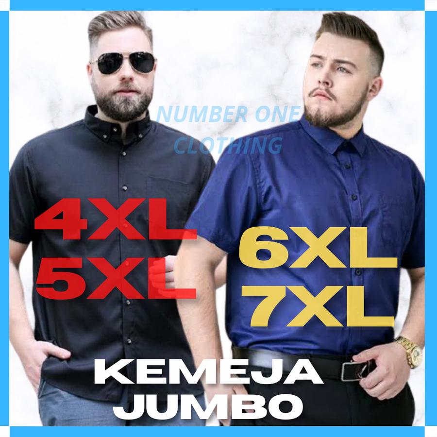 Kemeja Polos Pria Jumbo Termurah Lengan Pendek Big Size Oversize