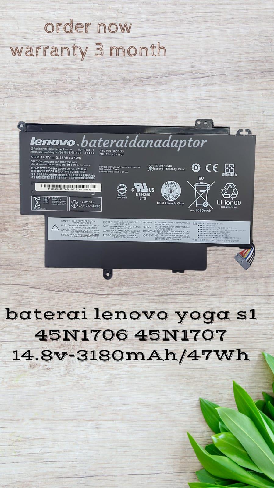 Batteria 47Wh 14.8V Per Lenovo ThinkPad S1 Yoga E Yoga 12 – Sostituisce 45N1704/45N1705 (8 Celle)