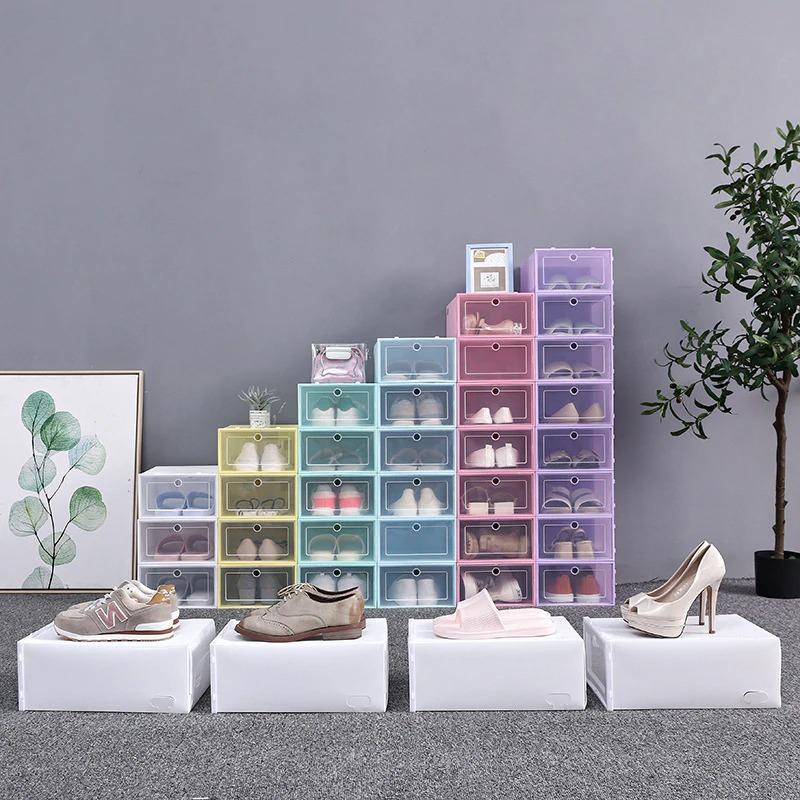 RB-C158 Kotak Sepatu Lipat Transparan Tebal ShoesStorage Box Organizer