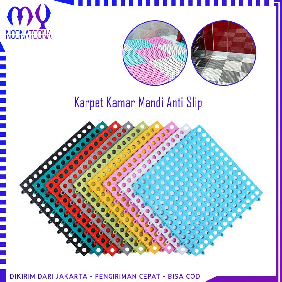 Karpet Kamar Mandi Anti Slip Keset Lantai Motif Polkadot Mat Alas