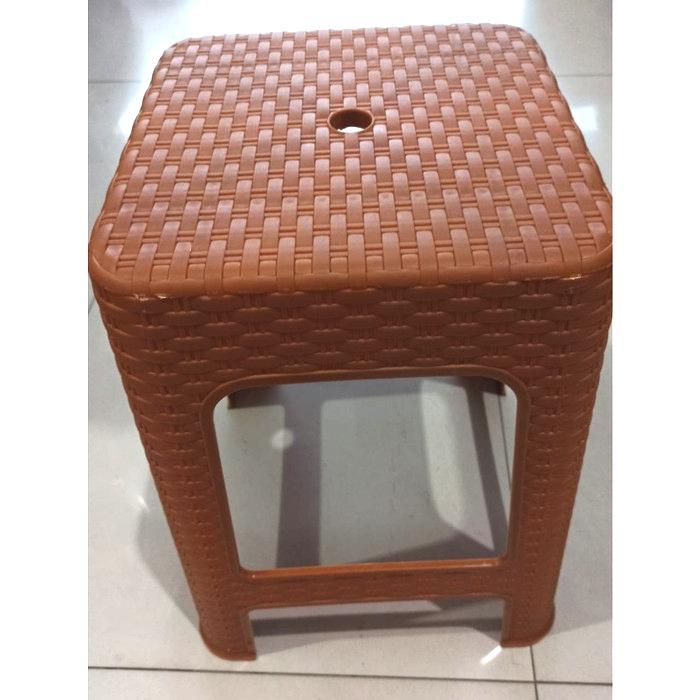BANGKU KURSI TINGGI PLASTIK. MOTIF ROTAN BAKSO / BASO KUAT & KOKOH