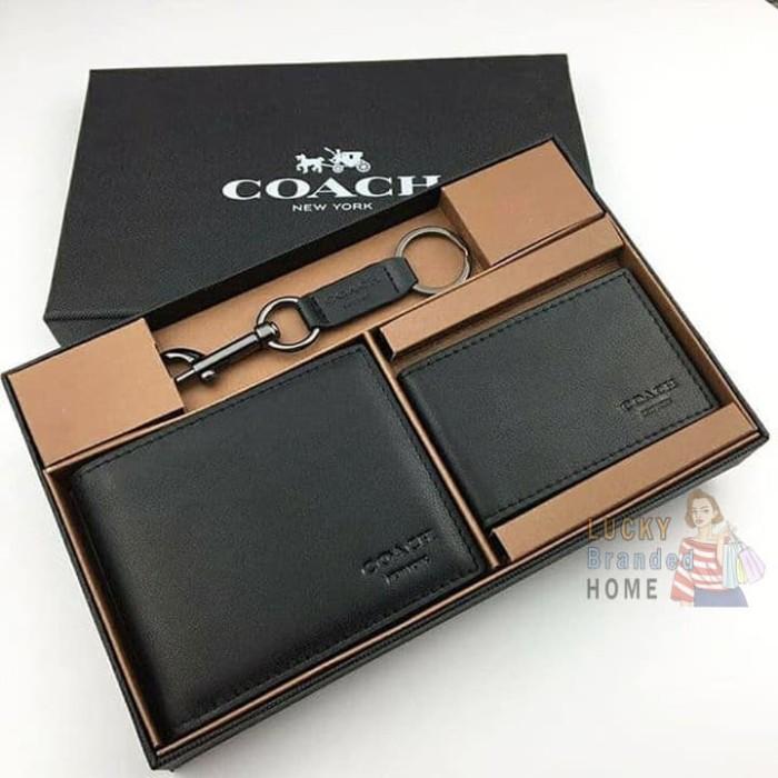 Dompet COACH Wallet Compact Id Sport Calf Leather Black 100% Original