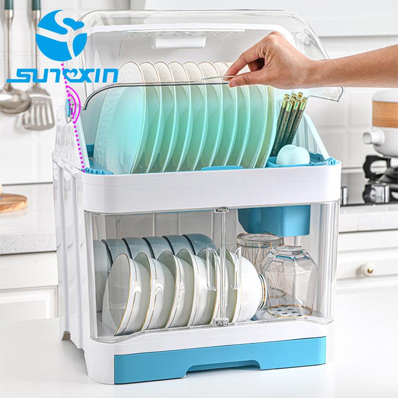 RAK PIRING/MANGKUK/ SENDOK PLASTIK ,TEMPAT PENGERING ALAT DAPUR - BIRU