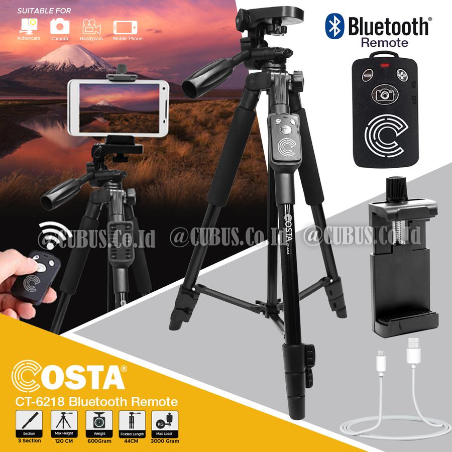 TRIPOD COSTA CT-6218 Bluetooth Remote Handphone,Kamera With Holder XL