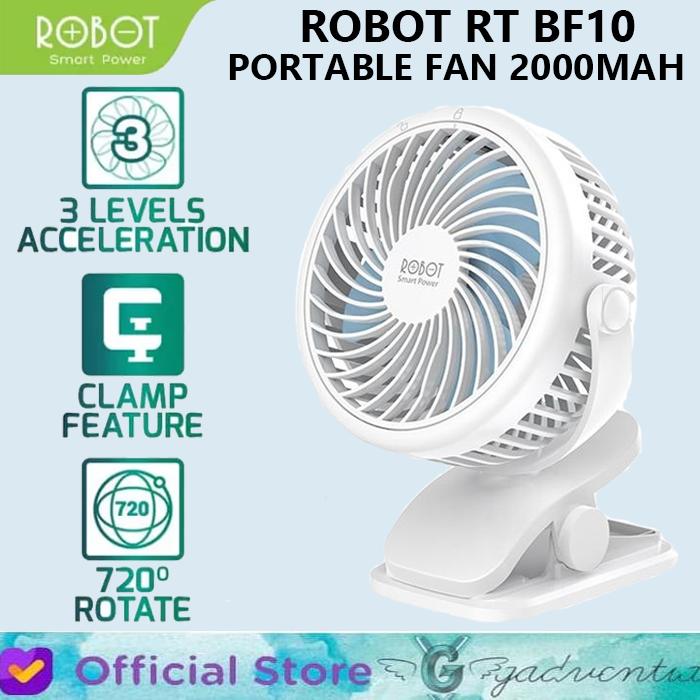 Kipas Angin Mini ROBOT RT BF10 Portable USB FAN Model Clip 2000mAh