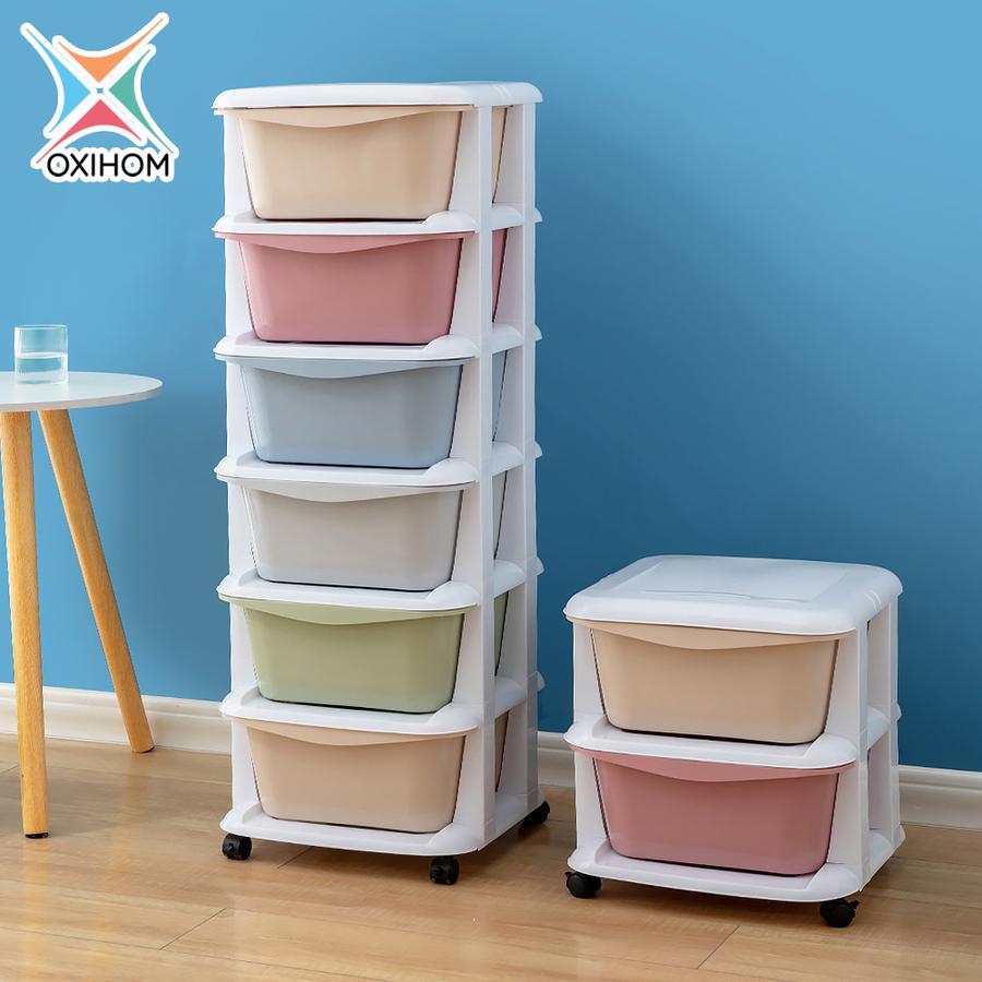 Oxihom Lemari Pakaian Plastik Laci Plastik Susun Drawer Cabinet