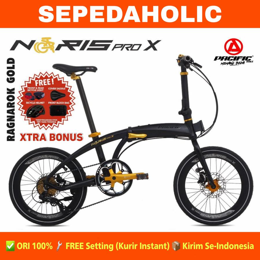 Sepeda Lipat 20" Pacific Noris Pro Alloy 8 Speed Hidrolik (Free Bag)