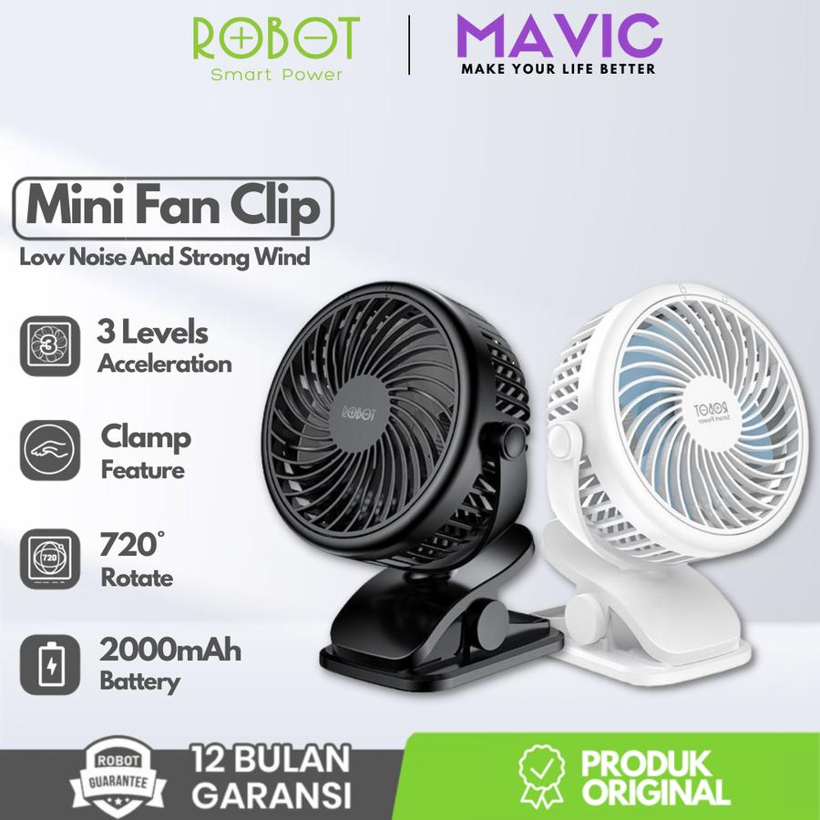 Mini Fan Portable Robot RT-BF10 Kipas Angin Mini 720° Rotating Clip