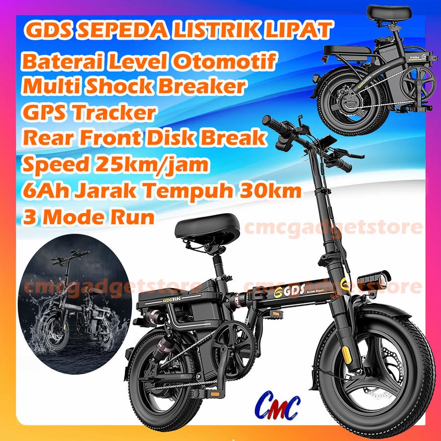Sepeda Lipat Listrik GDS Electric Bicycle 4 Heavy Shock