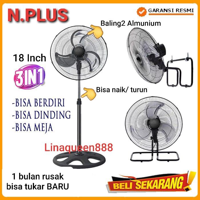 Kipas Angin Besi Tornado 3in1 TD 18inch Berdiri,Meja,dinding/tembok