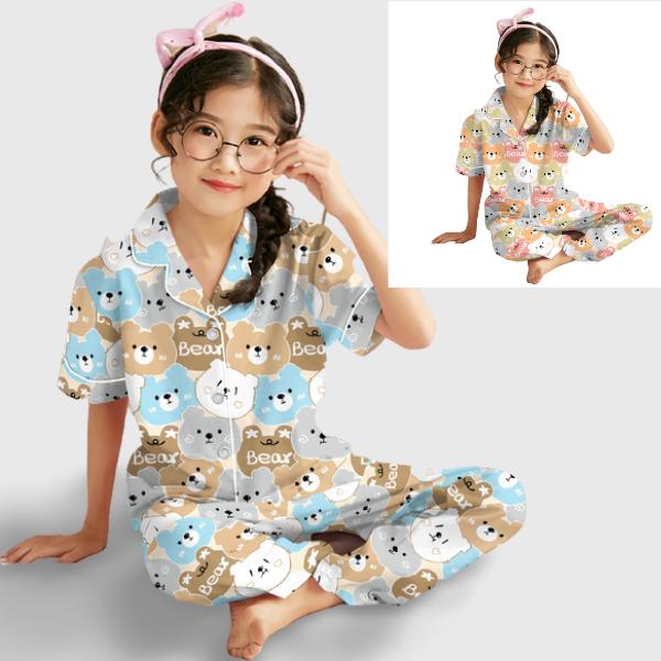 Baju Tidur Piyama Anak Perempuan 3-10 tahun/ Motip Terbaru BTS 21