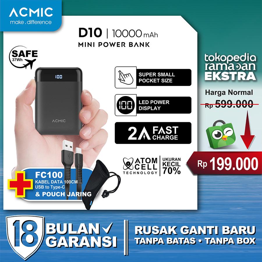ACMIC D10 10000mAh Mini PowerBank (Digital Display + 2A Fast Charge)
