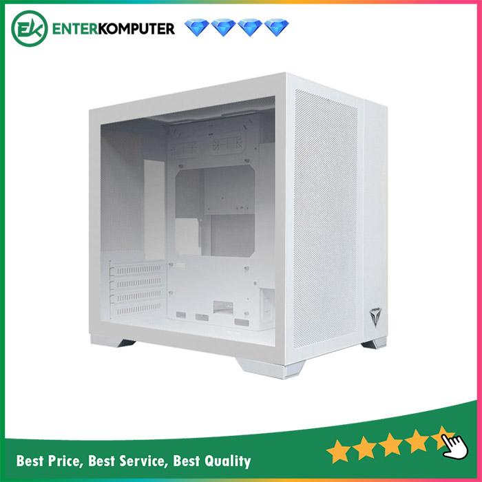 PRIME X[KM] METAL WHITE mATX PREMIUM GAMING CASE 0.7mm STEEL LEFT