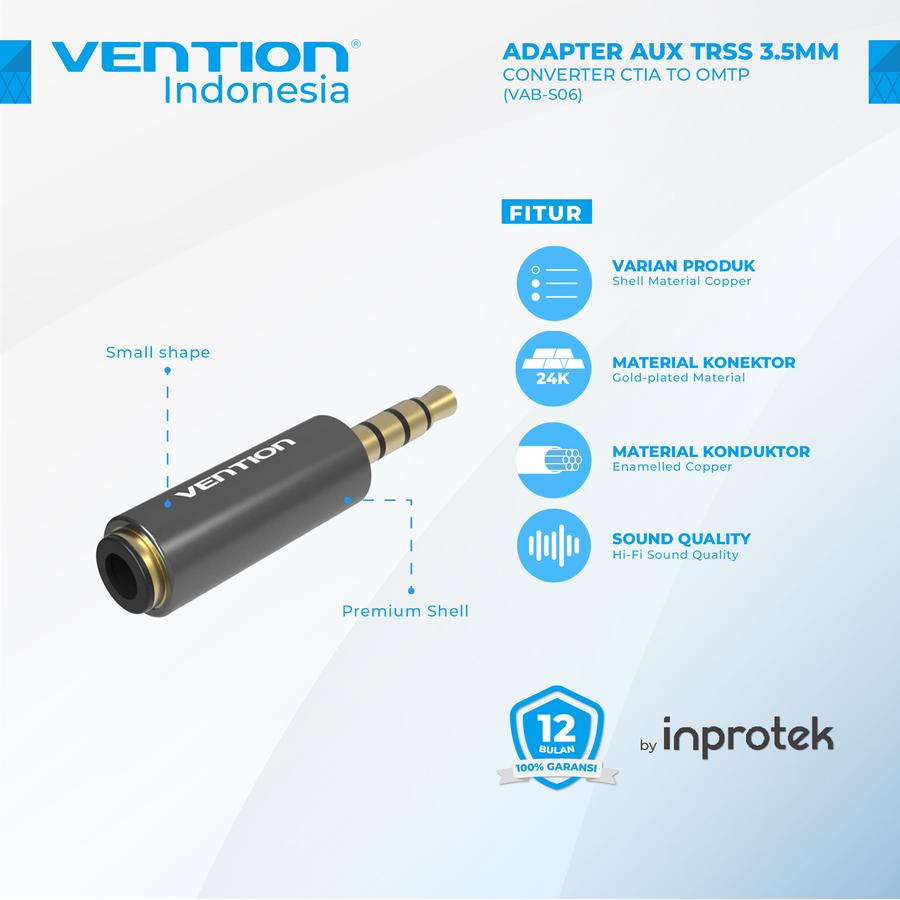 Vention Adapter Aux TRRS 3.5mm Converter CTIA to OMTP