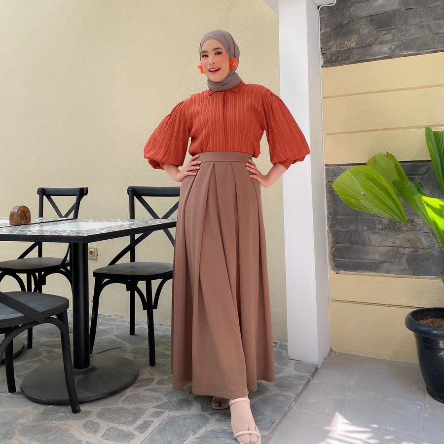 Mybamus Pleated Skirt Mocca M12473 R7S1