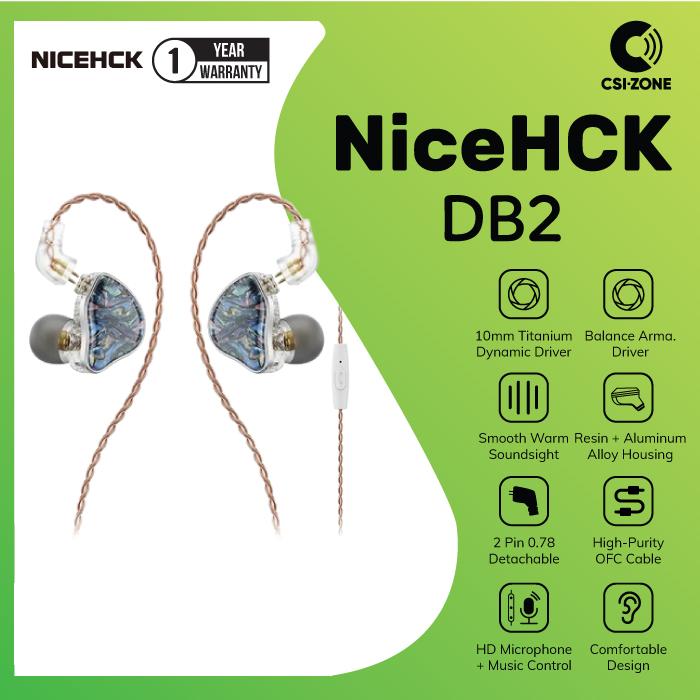 NiceHCK DB2 1DD+1BA Hybrid Driver In Ear Monitor Earphone With Mic
