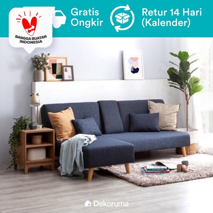 Daito Sofa Bed L Minimalis (Sofa Santai atau Sofabed Set dengan Stool) - Biru