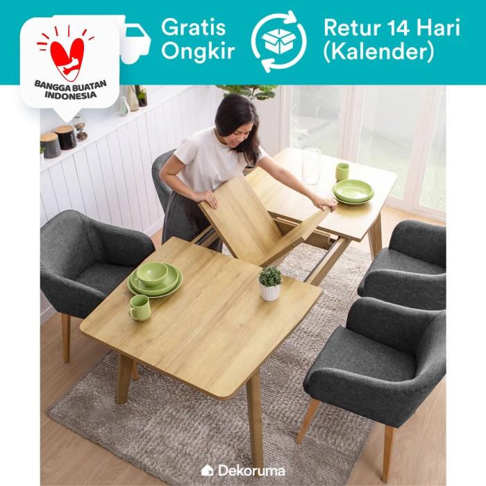 Setsu Extendable Dining Table - Meja Makan Minimalis Kayu Olahan