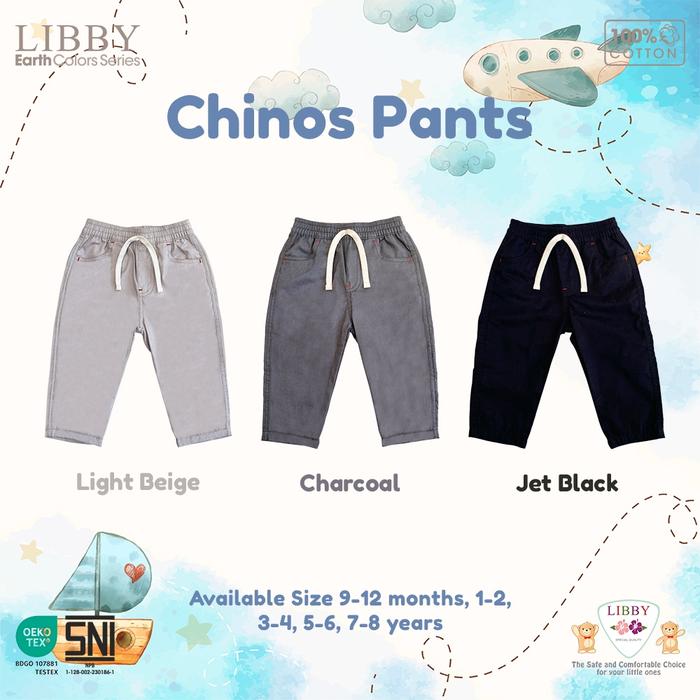 LIBBY Earth Celana Panjang Katun Polos Anak Laki-laki Celana Chinos