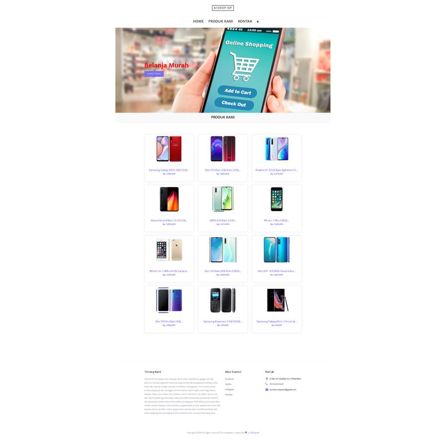 Website web Profil penjualan Online Shop Smartphone Tablet