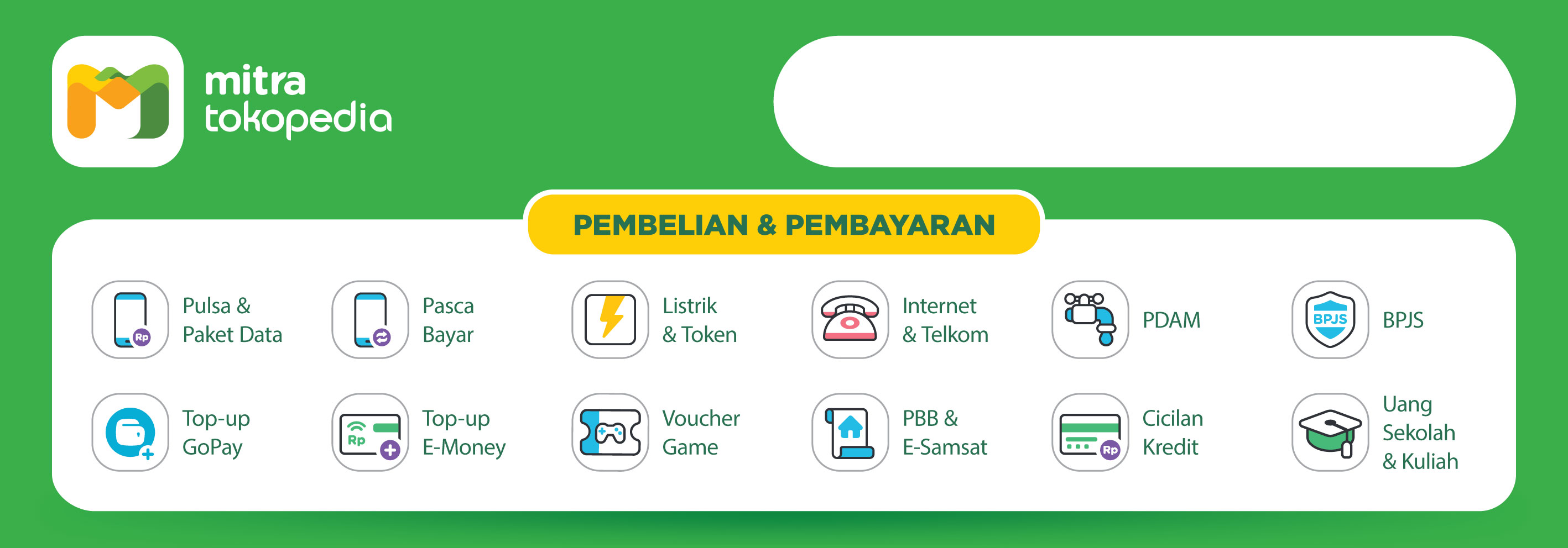 Spanduk Mitra Tokopedia Luar Warung (200x70 cm)